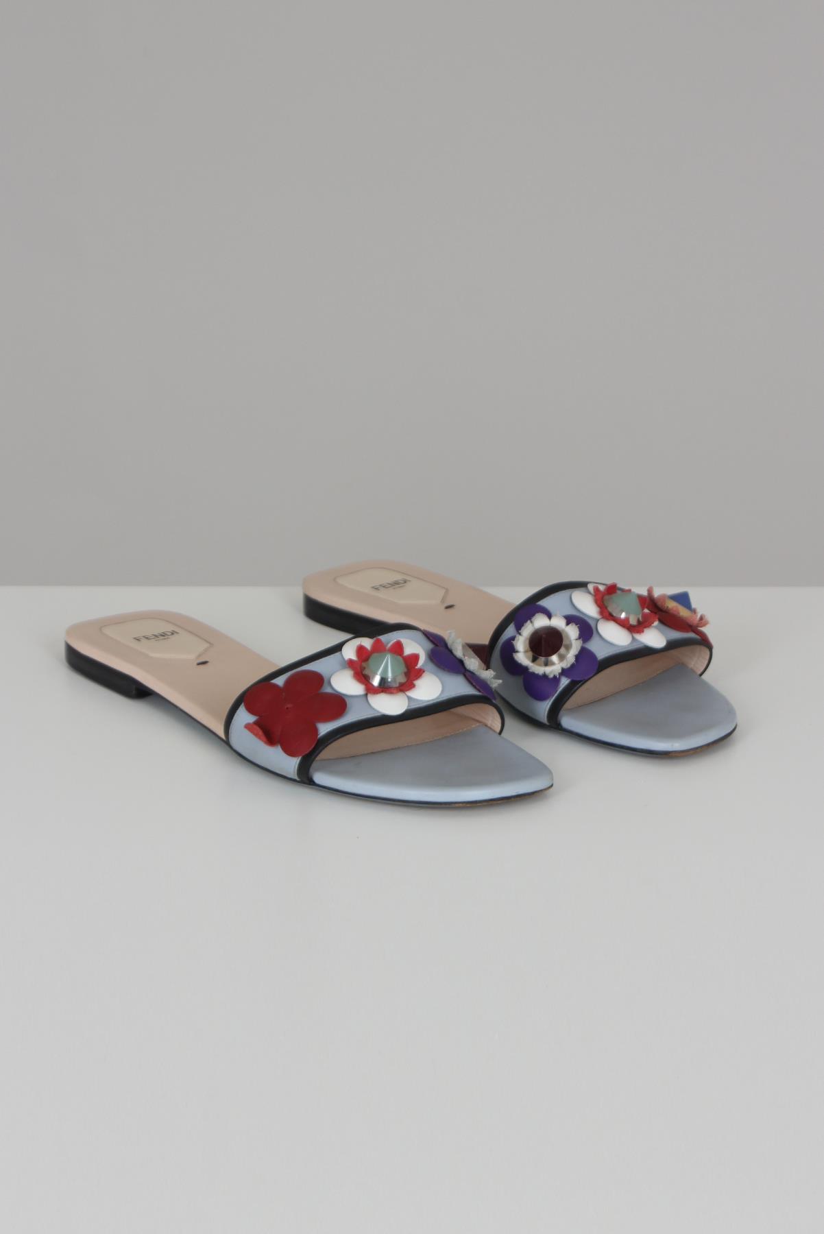 Rasteira Fendi Flores Colorido