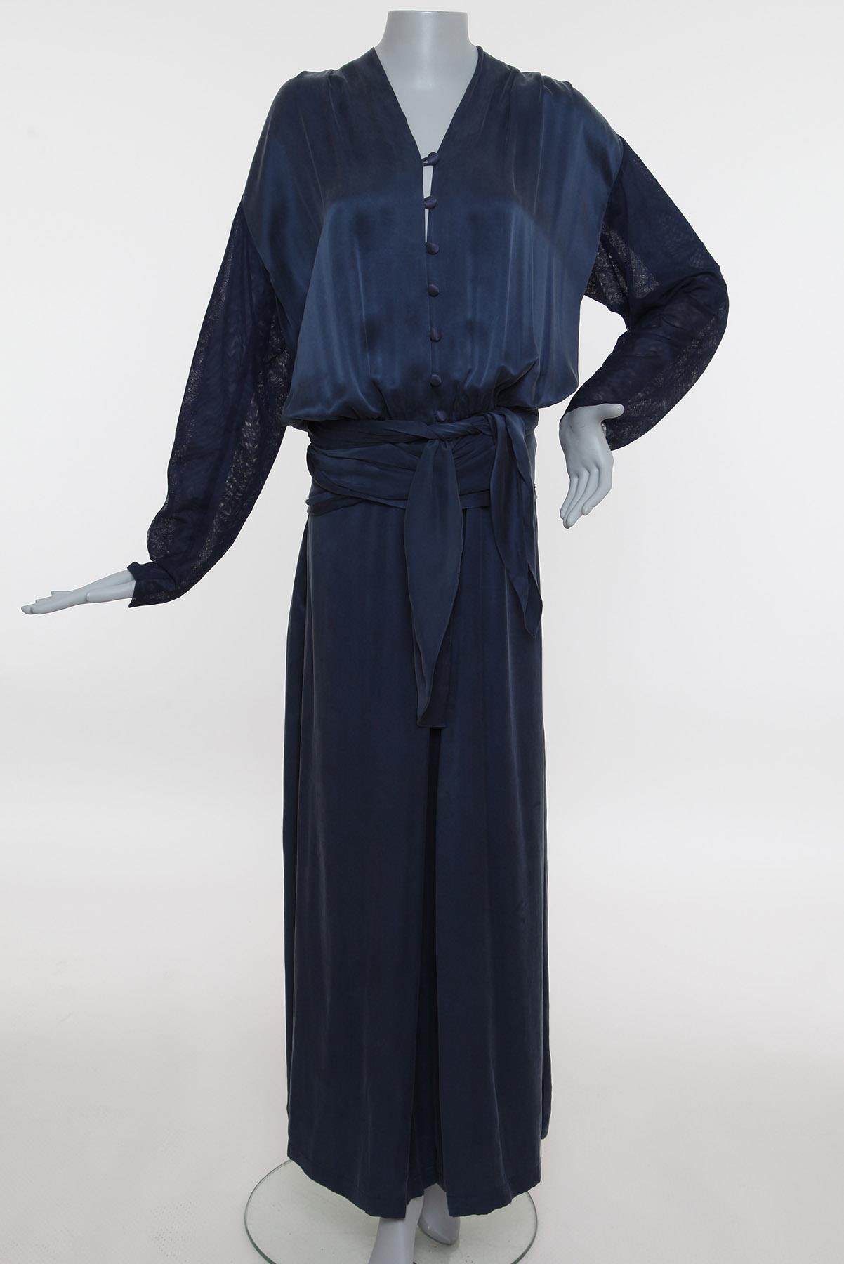 Macacão Seda Longo Azul