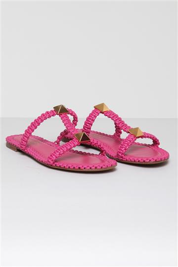 Sandália Valentino Rasteira Trama Pink