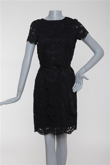 Vestido Carolina Herrera Renda com Faixa Preto