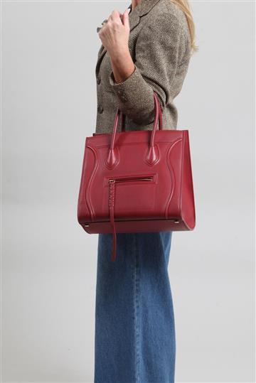 Bolsa Celine Couro Tote Luggage Bordô