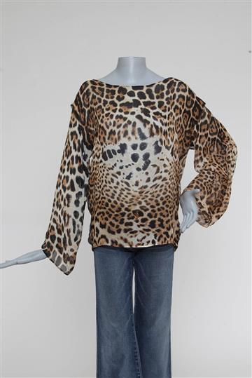 Blusa Saint Laurent Tùnica com Trasparência Animal Print