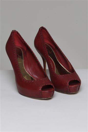 Sapato Gucci Salto alto Pesponto e Meia Pata Bordô