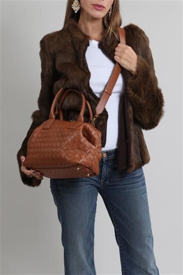 Bolsa Bottega Veneta Couro Bauletto Caramelo