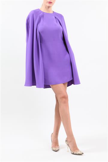 Vestido Valentino Tubinho de Seda com Capa Roxo