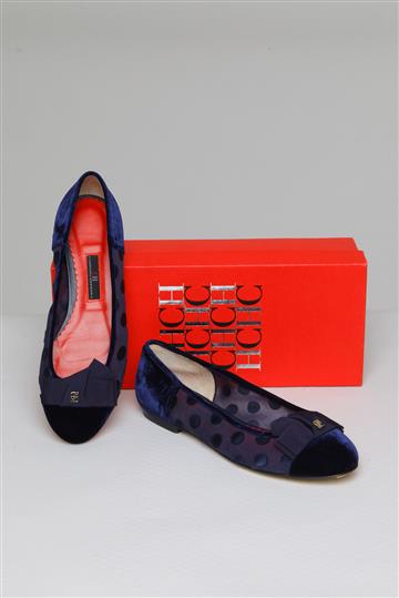 Sapatilha Carolina Herrera Pois Veludo Azul
