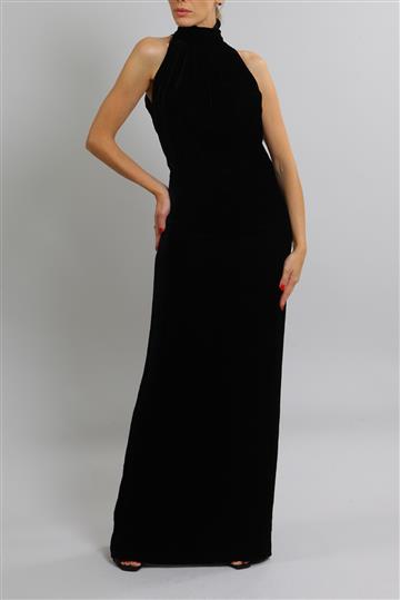 Vestido Christian Dior Longo Frente Única de Veludo Preto