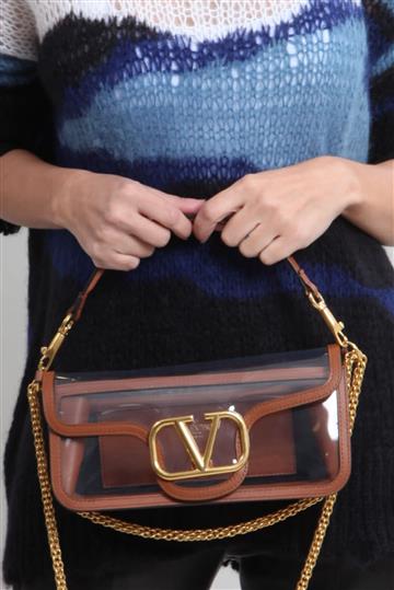 Bolsa Valentino Shoulder Bag Loco Transparente Marrom