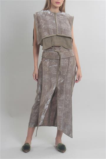 Conjunto De Goeye Tafetá Floral Verde