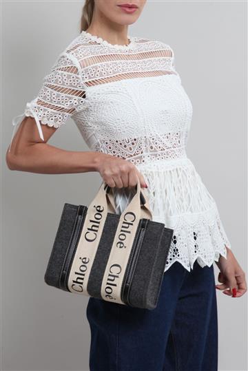 Bolsa Chloé Tote Wood Cinza