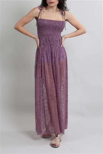 Vestido Paula Raia Lastex Renda Webb Roxo