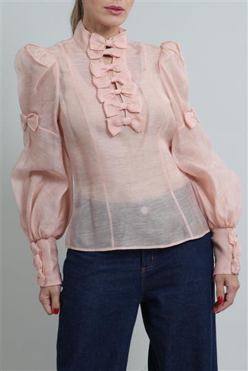 Camisa Zimmermann Linho e Laços Rosa