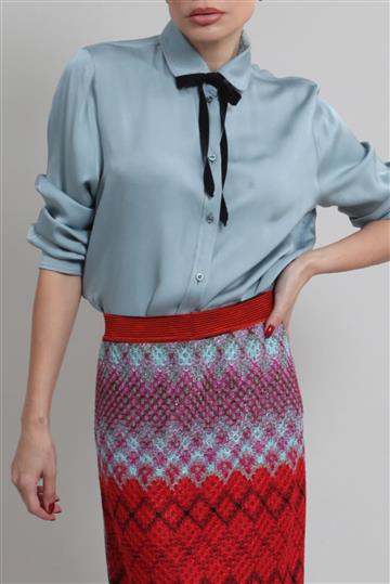 Camisa Gucci Seda Azul