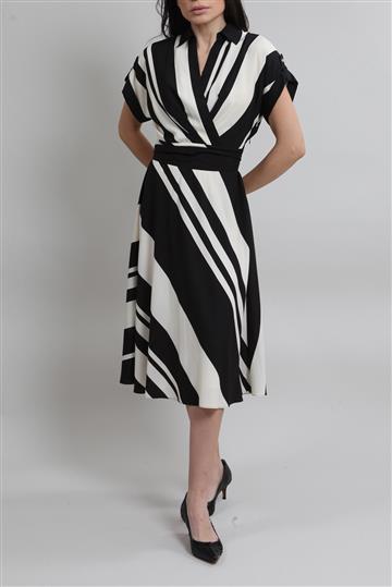 Vestido Ralph Lauren Midi de Seda Bicolor