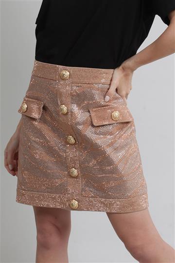 Saia Balmain Zebra Strass Dourada