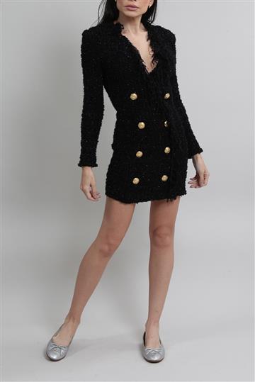 Vestido Balmain Mini Lurex Preto