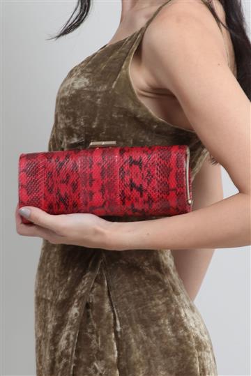 Bolsa Jimmy Choo Clutch Python Vermelha