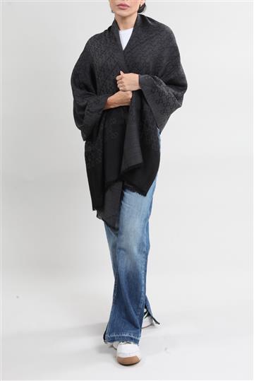 Lenço Gucci Lã e Seda Cinza