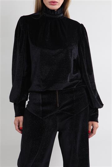 Blusa A. Niemeyer Lurex Gola Alta Preta