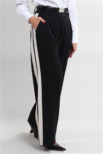 Calça A. Niemeyer Pantalona Alfaiataria Preta Bicolor