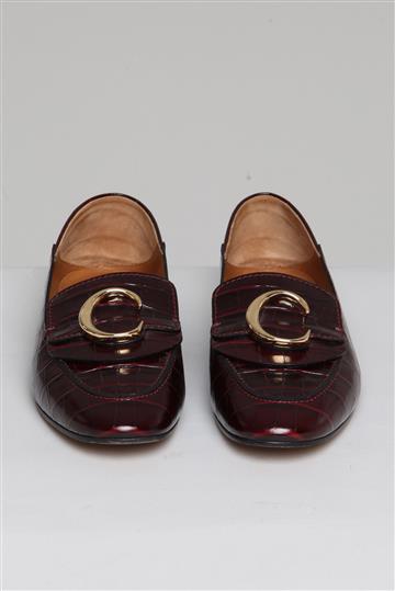 Mocassim Chloé C Croc Bordô