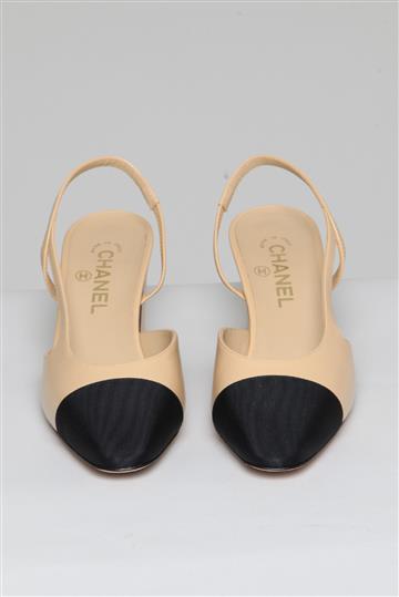 Sapato Chanel Slingback Bicolor Bege