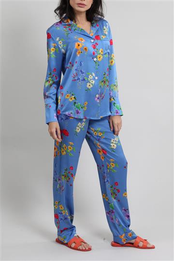 Conjunto Achados da New Petit Plume Seda Floral Azul