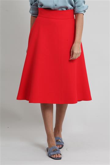 Saia Christian Dior Lã e Seda Evasê Vermelha