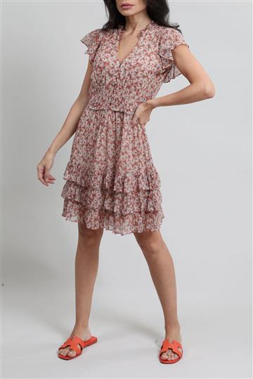 Vestido Rebecca Taylor Seda e Lurex Floral Rose