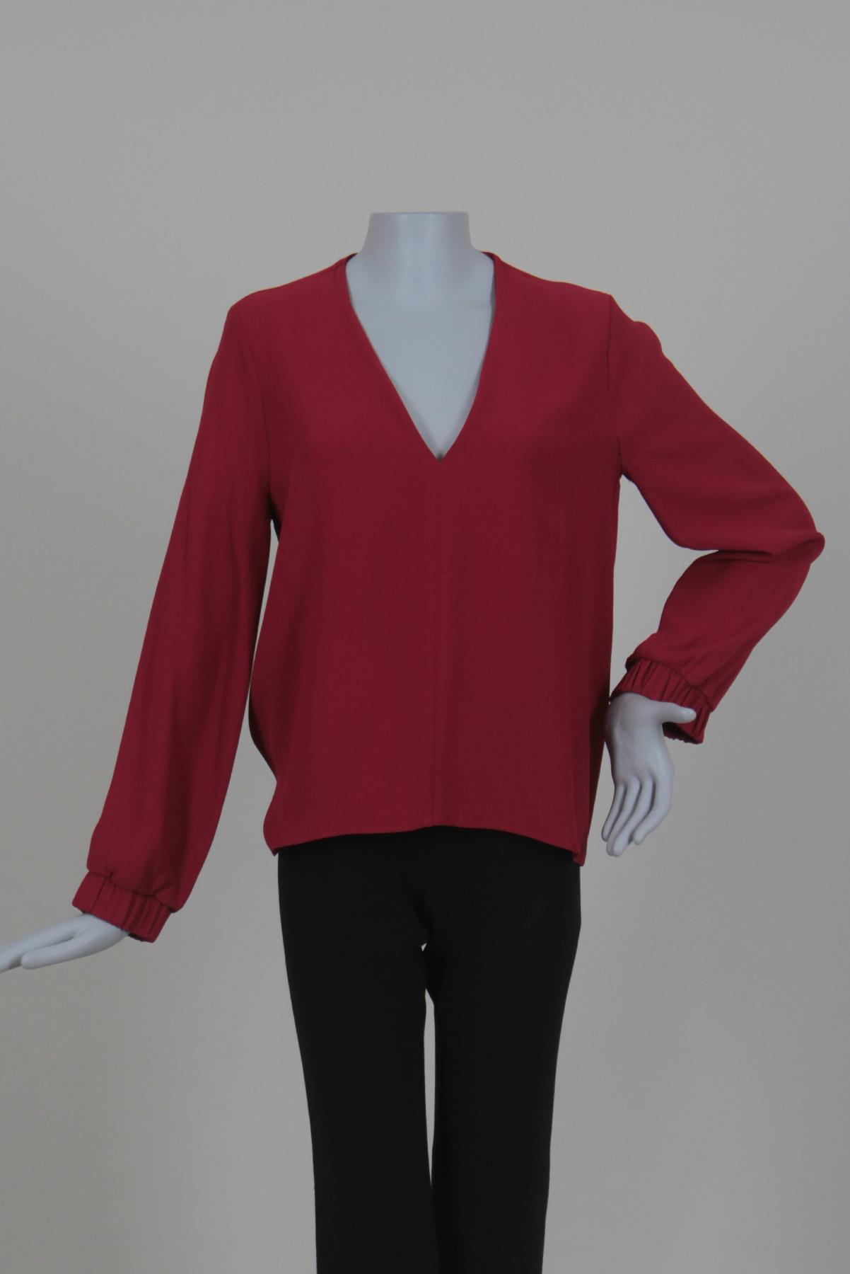 Blusa Cris Barros Manga Com Elástico Vermelho