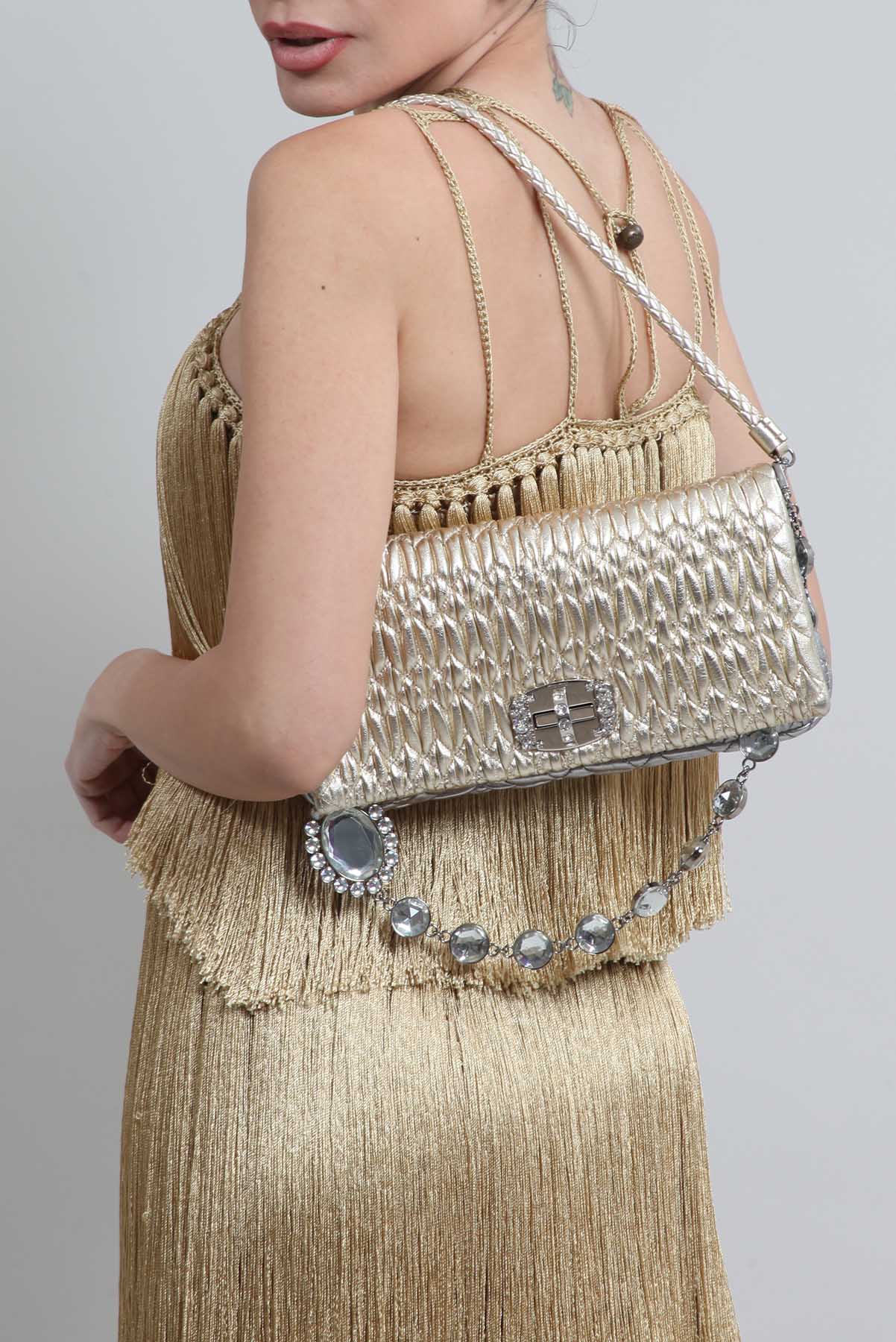 Bolsa Crystal Leather Metalizada - Imagem 1